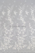 3D flower lace fabric/ bridal lace fabric/ romantic flower lace fabric with 3D flowers/ wedding lace fabric// L23-274B