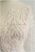 Perlen Spitzenstoff Off-White/ Perlen Brautkleid Spitze/ Couture Spitze Stoff/ Perlen Spitze// L23-508