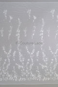 3D Blumen Spitzenstoff Off-White/ Braut Spitzenstoff/ romantischer Blumen Spitzenstoff mit Perlen/ Hochzeit Spitzenstoff// L23-538