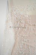 Perlen Spitzenstoff Off-White/ Couture Spitzenstoff/ Braut Spitzenstoff/ Perlen Spitze// L23-543