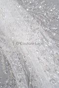 Perlen Spitzenstoff Off-White/ Perlen Brautkleid Spitze/ Couture Spitze mit Perlen/ Perlen Spitze// L23-544