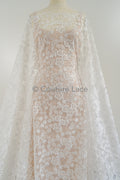 Floral Bridal Lace Off-White/ Bridal Lace with Flowers/ Floral Wedding Lace/ Couture Lace// L23-545