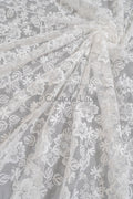 Floral Bridal Lace Off-White/ Bridal Lace with Flowers/ Floral Wedding Lace/ Couture Lace// L23-545