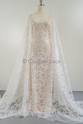 Floral Bridal Lace Off-White/ Bridal Lace with Flowers/ Floral Wedding Lace/ Couture Lace// L23-545