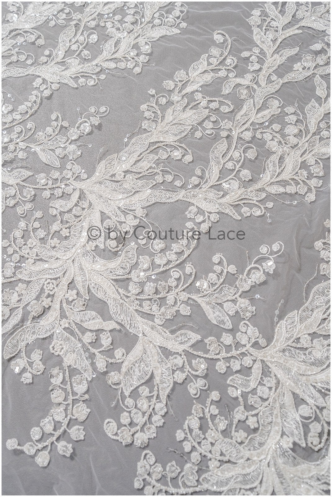 Perlen Spitzenstoff Off-White/ Couture Spitze mit Perlen/ Braut Spitzenstoff/ Perlen Spitze// L23-546
