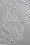 Zarte florale Spitze Off-White/ Braut Spitzenstoff/ Perlen Spitzenstoff/ Spitzenmuster mit Perlen & Pailletten// L23-550