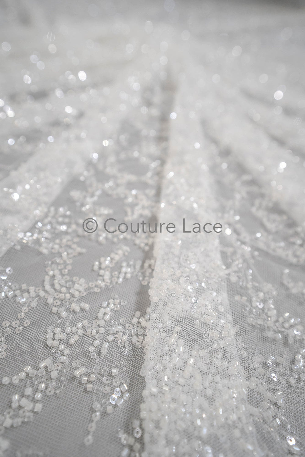 Couture Spitzenstoff Off-White/ Perlen Spitzenstoff/ Spitze mit Perlen/ Brautspitze Stoff// L23-557