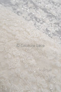 Perlen Spitzenstoff Off-White/ Couture Spitzenstoff mit Perlen/ Braut Spitzenstoff/ Perlen Spitze// L23-559