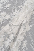 Perlen Spitzenstoff Off-White/ Couture Spitzenstoff mit Perlen/ Braut Spitzenstoff/ Perlen Spitze// L23-559