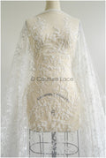Perlen Spitze Stoff Off-White/ Perlen Brautkleid Spitze/ Couture Spitzenstoff/ Perlen Spitze// L22-453
