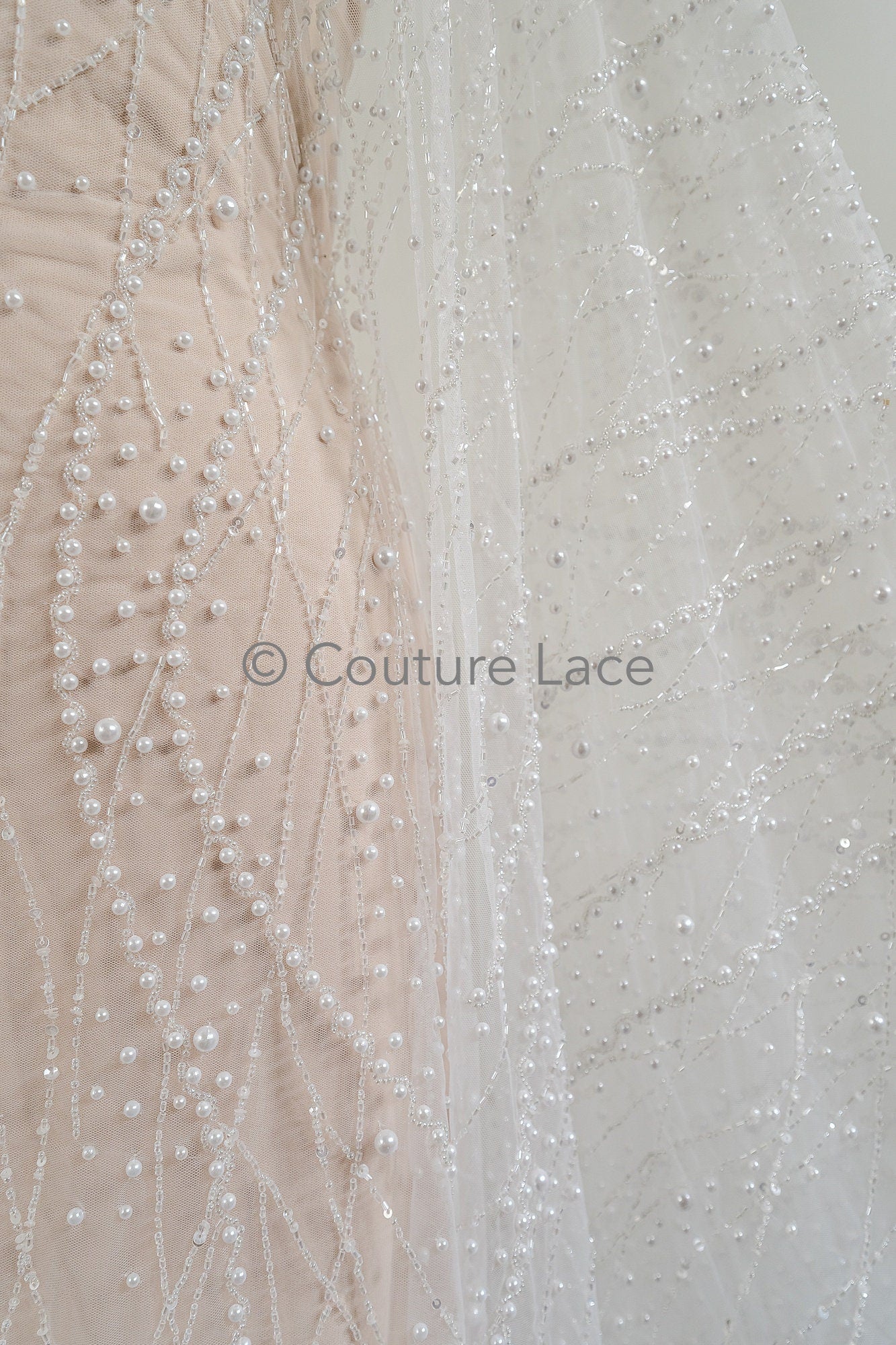 Braut Spitzenstoff Off-White/ Pallas Spitze Stoff/ schwere Perlen Brautkleid Spitze/ handgemachte Couture Spitze// L23-564