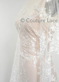 3D Blumen Spitzenstoff/ Braut Spitzenstoff Off-White/ romantischer Blumen Spitzenstoff mit Perlen/ Hochzeit Spitzenstoff// L23-573