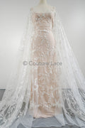 3D Blumen Spitzenstoff/ Braut Spitzenstoff Off-White/ romantischer Blumen Spitzenstoff mit Perlen/ Hochzeit Spitzenstoff// L23-573