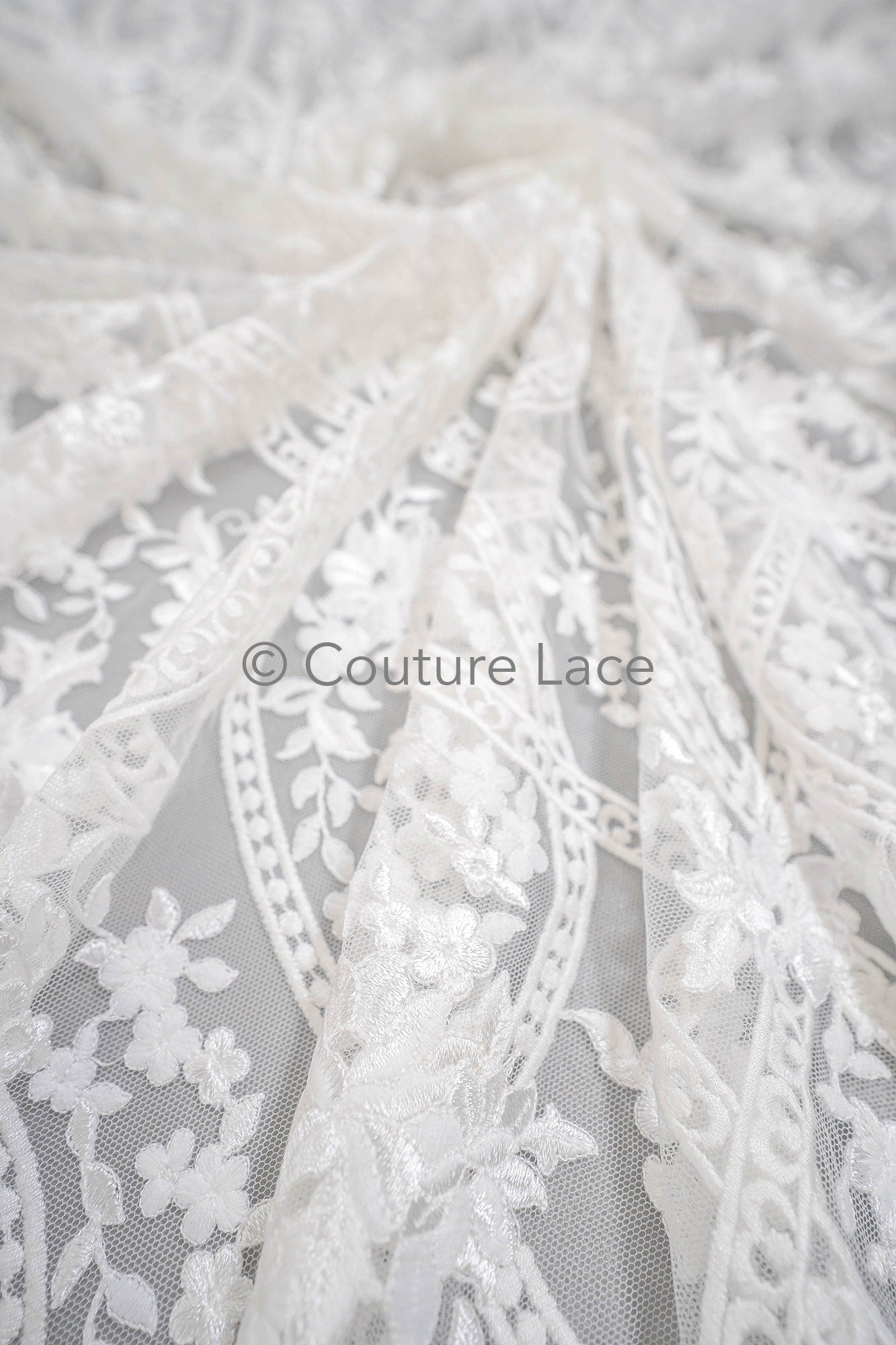 Blumen Braut Spitze Off-White/ Brautspitze mit Blumen/ Blumen Hochzeit Spitze/ Couture Spitze// L23-575