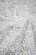 Blumen Braut Spitze Off-White Silber/ Brautspitze mit Blumen/ Blumen Hochzeit Spitze/ Couture Spitze// L23-586