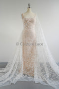 Blumen Braut Spitze Off-White Silber/ Brautspitze mit Blumen/ Blumen Hochzeit Spitze/ Couture Spitze// L23-586