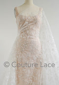Blumen Braut Spitze Off-White Silber/ Brautspitze mit Blumen/ Blumen Hochzeit Spitze/ Couture Spitze// L23-586