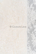 Blumen Braut Spitze Off-White/ Brautspitze mit Blumen/ Blumen Hochzeit Spitze/ Couture Spitze mit Pailletten// L23-588