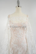 Blumen Braut Spitze Off-White/ Brautspitze mit Blumen/ Blumen Hochzeit Spitze/ Couture Spitze mit Pailletten// L23-588