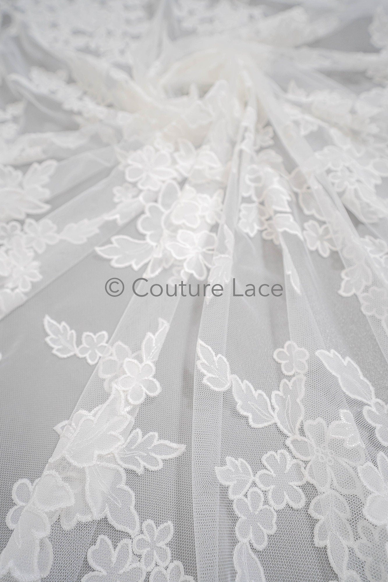 Blumen Braut Spitze Off-White/ Brautspitze mit Blumen/ Blumen Hochzeit Spitze/ Couture Spitze// L23-590