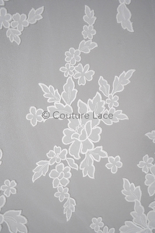 Blumen Braut Spitze Off-White/ Brautspitze mit Blumen/ Blumen Hochzeit Spitze/ Couture Spitze// L23-590