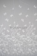 3D butterfly bridal lace off-white/ beautiful embroidered floral lace fabric/ wildflower lace fabric/ bridal lace with flowers// L23-579