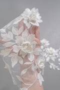 Schöne 3D Blumen Applikation/ Perlen Braut Aufnäher/ Hochzeitskleid Spitzenapplikation/ Brautblatt Applikation/ A23-339