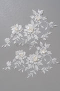 Schöne 3D Blumen Applikation/ Perlen Braut Aufnäher/ Hochzeitskleid Spitzenapplikation/ Brautblatt Applikation/ A23-339