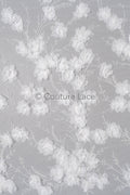 3D Blumen Spitzenstoff Off-White/ Braut Spitzenstoff/ romantischer Spitzenstoff mit 3D Blumen/ Hochzeit Spitzenstoff mit Perlen// L23-563