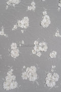 3D Blumen Perlen Spitzenstoff/ Couture Spitzenstoff mit Perlen/ Perlen & Kristallen/ Perlen Brautspitze// L23-539