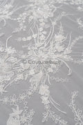 Perlen Spitzenstoff Off-White/ Couture Spitze Stoff/ Brautspitze Stoff mit Perlen/ Perlenspitze// L23-023
