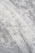 Wunderschöner Perlen Spitzen Stoff/ Couture Spitzenstoff mit Perlen & Pailletten/ romantische Perlen Braut Spitze// L23-019