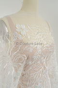 Perlen Spitzenstoff Off-White/ Couture Spitzenstoff/ Braut Spitzenstoff/ Perlen Spitze// L23-041