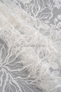 Perlen Spitzenstoff Off-White/ Couture Spitzenstoff/ Braut Spitzenstoff/ Perlen Spitze// L23-041