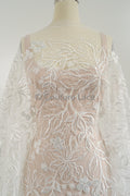Perlen Spitzenstoff Off-White/ Couture Spitzenstoff/ Braut Spitzenstoff/ Perlen Spitze// L23-041