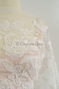 Blumen Braut Spitze Off-White/ Brautspitze mit Blumen/ Blumen Hochzeit Spitze/ Couture Spitze// L23-068
