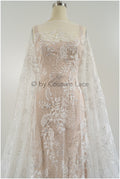 French lace fabric with floral pattern/ couture lace fabric with sequins/ delicate romantic bridal lace/ bridal lace// L23-087