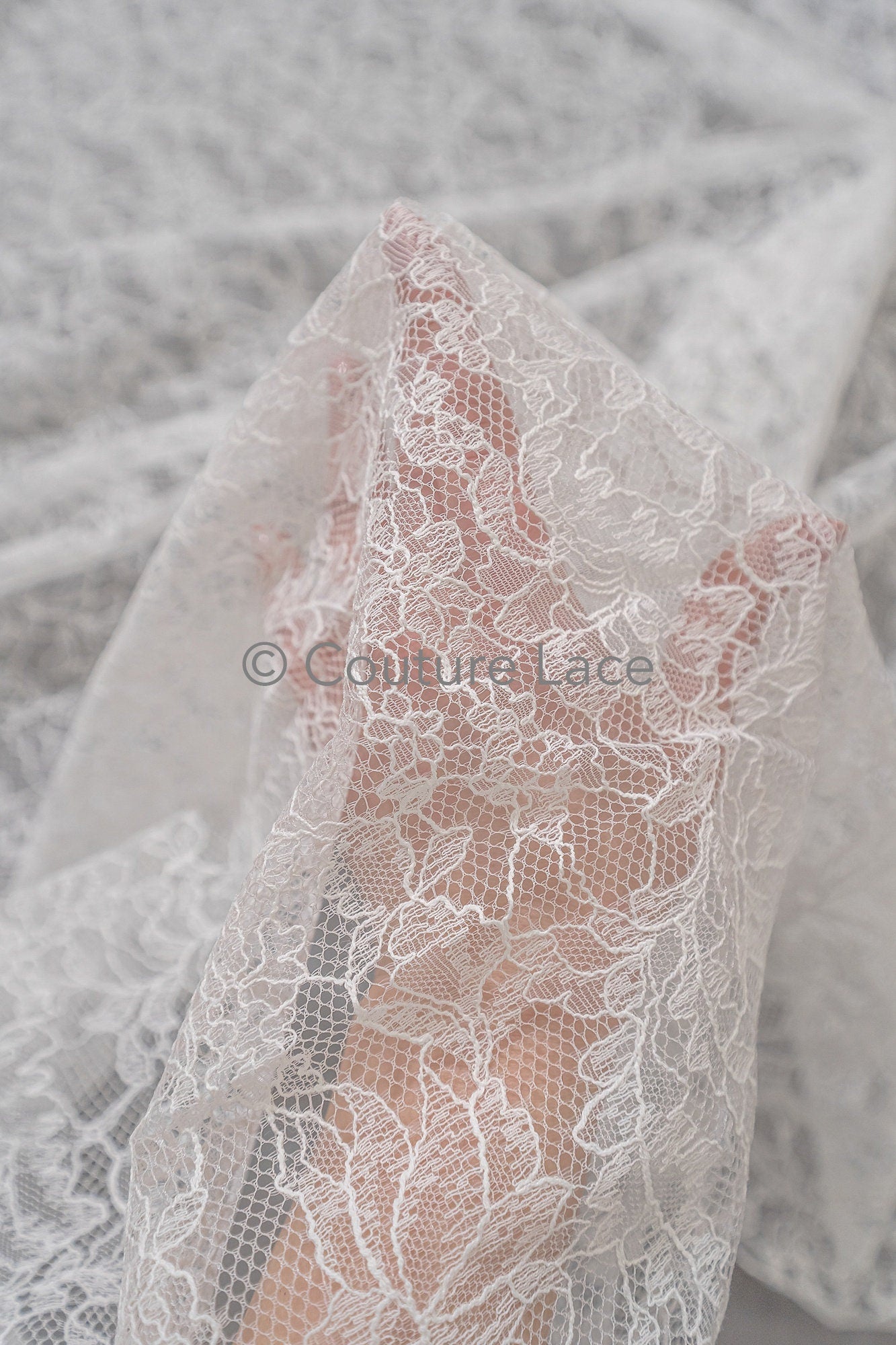 French bridal lace/ floral lace/ off-white bridal lace/ floral wedding lace/ Chantilly lace// L23-165 