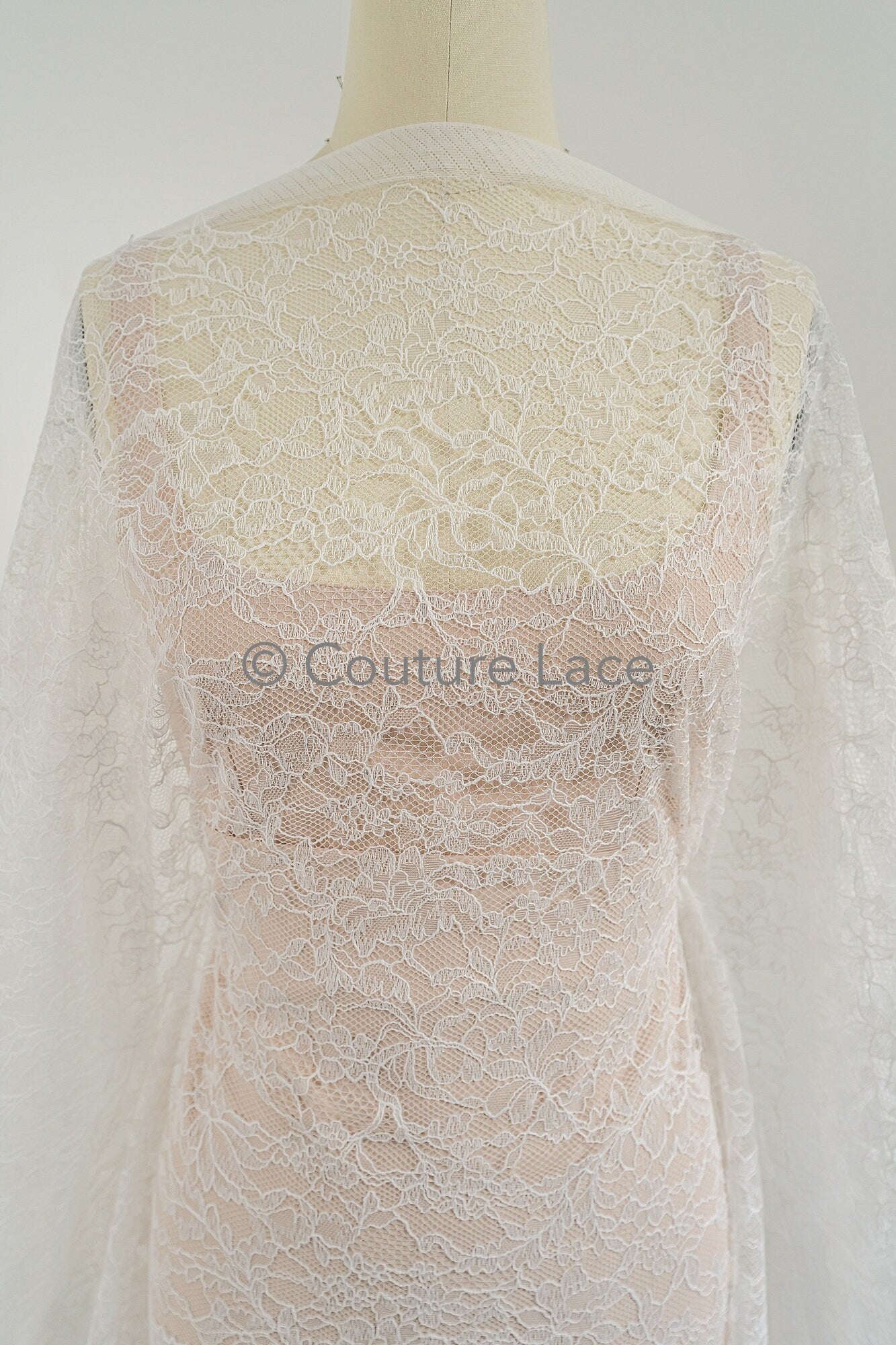 French bridal lace/ floral lace/ off-white bridal lace/ floral wedding lace/ Chantilly lace// L23-165 