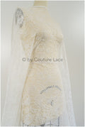 French floral lace/ bridal raschel lace/ French veil lace/ bridal chanitilly lace/ Edwardian lace fabric// L23-178