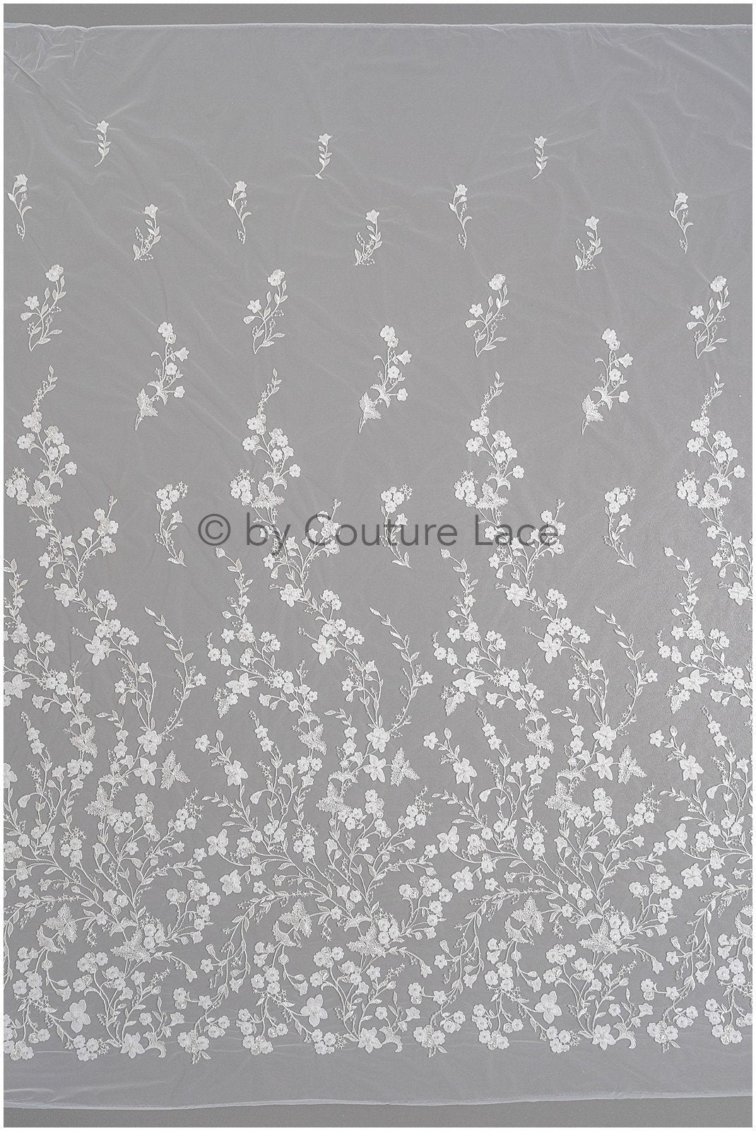 Bestickter Spitzenstoff für Hochzeiten/ Taufspitzenstoff/ Blumenmuster bestickter Spitzenstoff für Brautkleider// L23-305BE