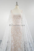 Floral bridal lace off-white/ bridal lace with flowers/ floral wedding lace/ couture lace// L23-580