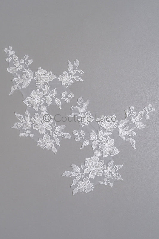 Hochzeitskleid Spitze Applikation/ Perlen Braut Aufnäher/ Perlen Blumen Applikation/ Brautblatt Applikation/ A23-336