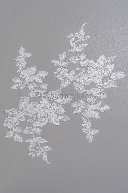 Stickerei Blumen Applikation/ Perlen Braut Aufnäher/ Hochzeitskleid Spitze Applikation/ Perlen Braut Aufnäher Applikation/ A23-337