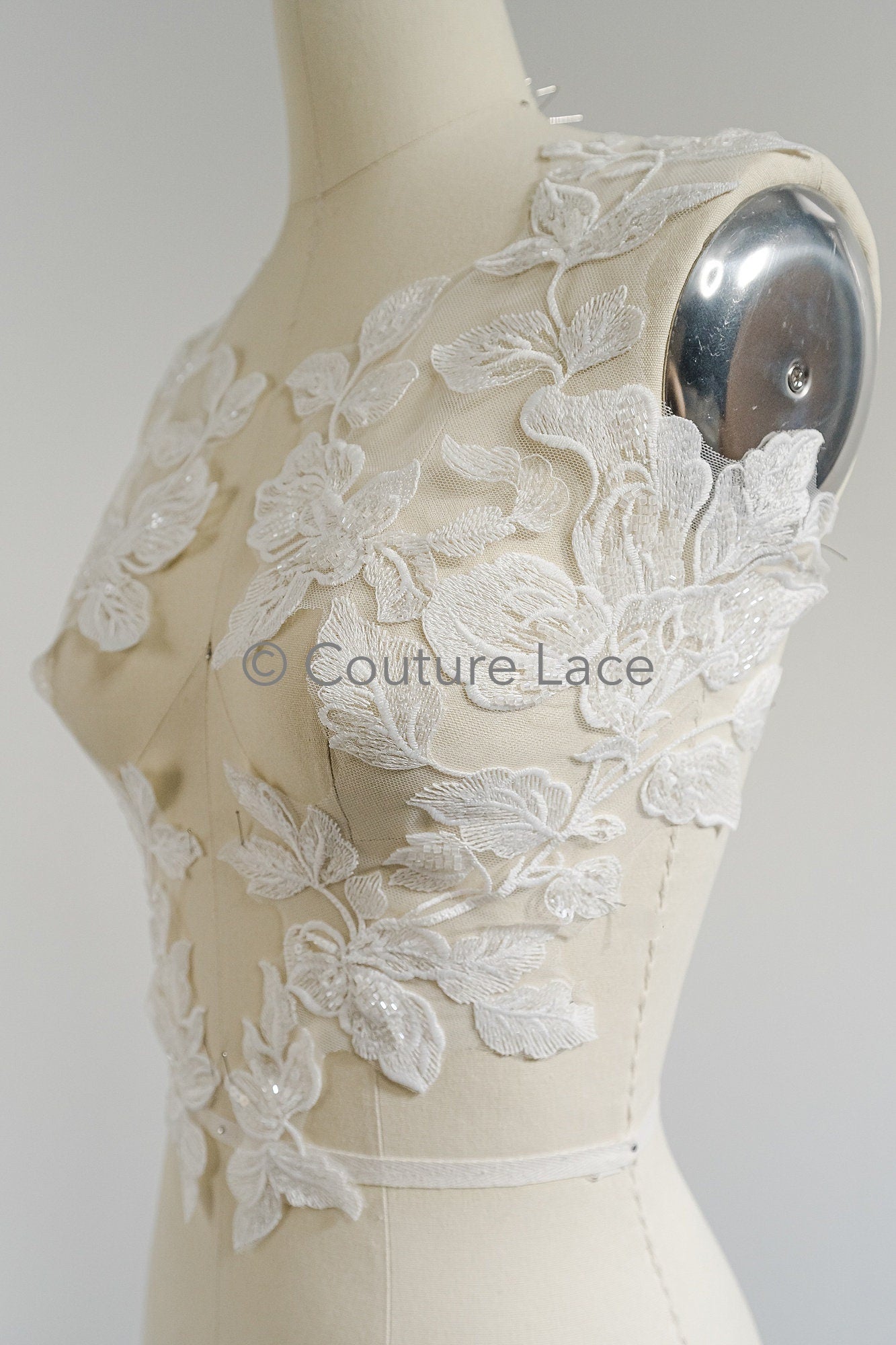 Stickerei Blumen Applikation/ Perlen Braut Aufnäher/ Hochzeitskleid Spitze Applikation/ Perlen Braut Aufnäher Applikation/ A23-337