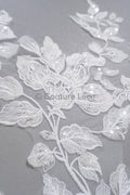 Flower Applique/ Pearl Bridal Patch/ Wedding Dress Lace Applique/ Pearl Bridal Patch/ A23-338