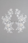 3D Blumen Applikation/ Perlen Braut Aufnäher/ Hochzeitskleid Spitzenapplikation/ Brautblatt Applikation/ A23-340