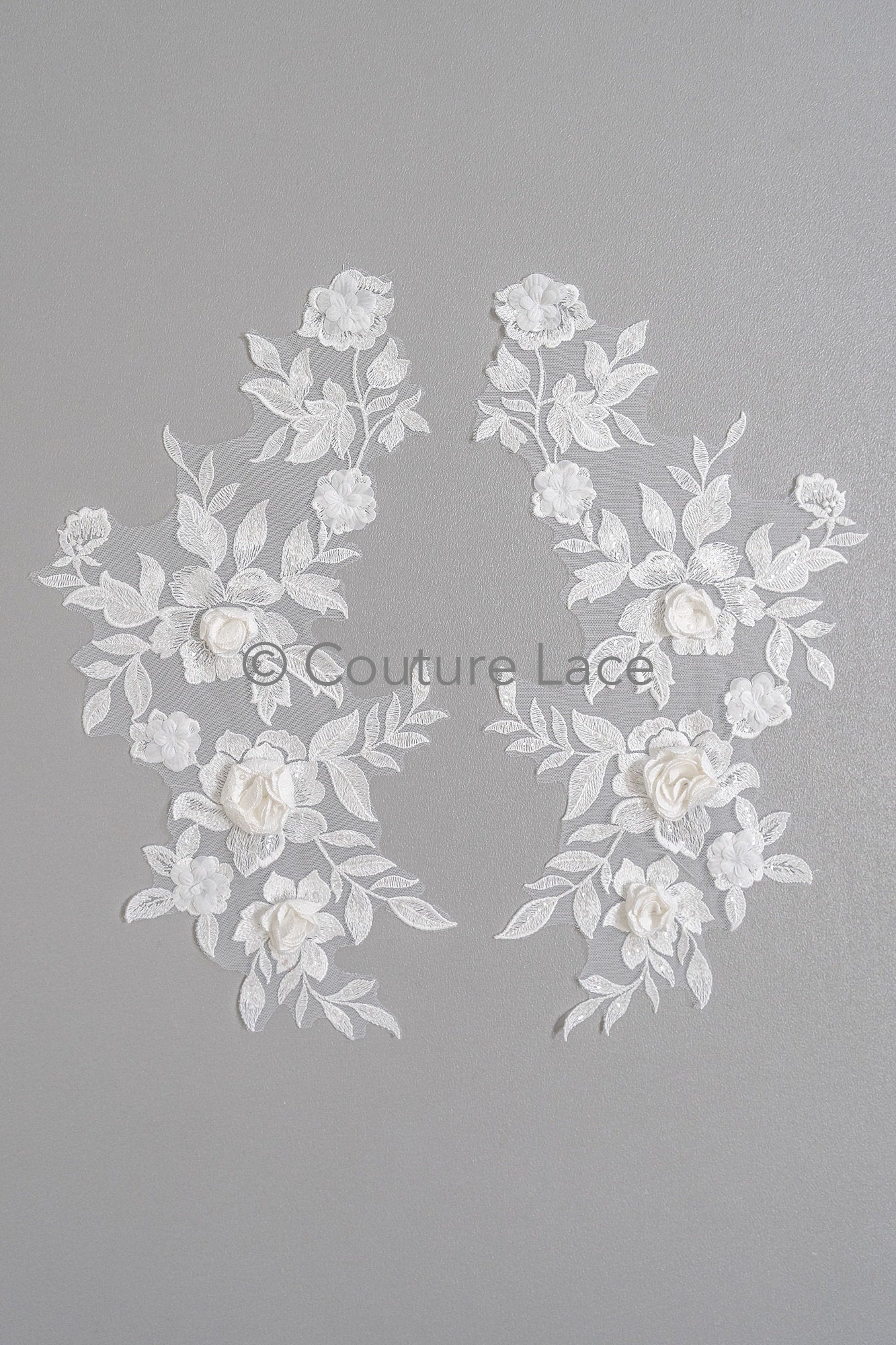 3D Blumen Applikation/ Perlen Braut Aufnäher/ Hochzeitskleid Spitzenapplikation/ Brautblatt Applikation/ A23-340