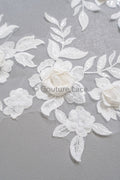 3D Blumen Applikation/ Perlen Braut Aufnäher/ Hochzeitskleid Spitzenapplikation/ Brautblatt Applikation/ A23-340