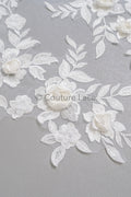 3D Blumen Applikation/ Perlen Braut Aufnäher/ Hochzeitskleid Spitzenapplikation/ Brautblatt Applikation/ A23-340